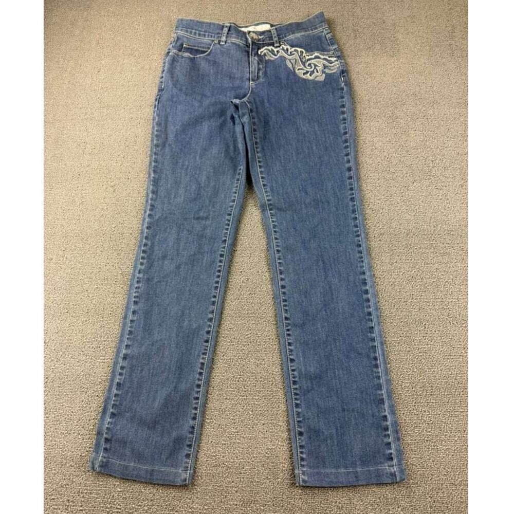 Vintage Dismaro Jeans Women‎ 26 Design Embroider Front Cotton Stretch Italy Made